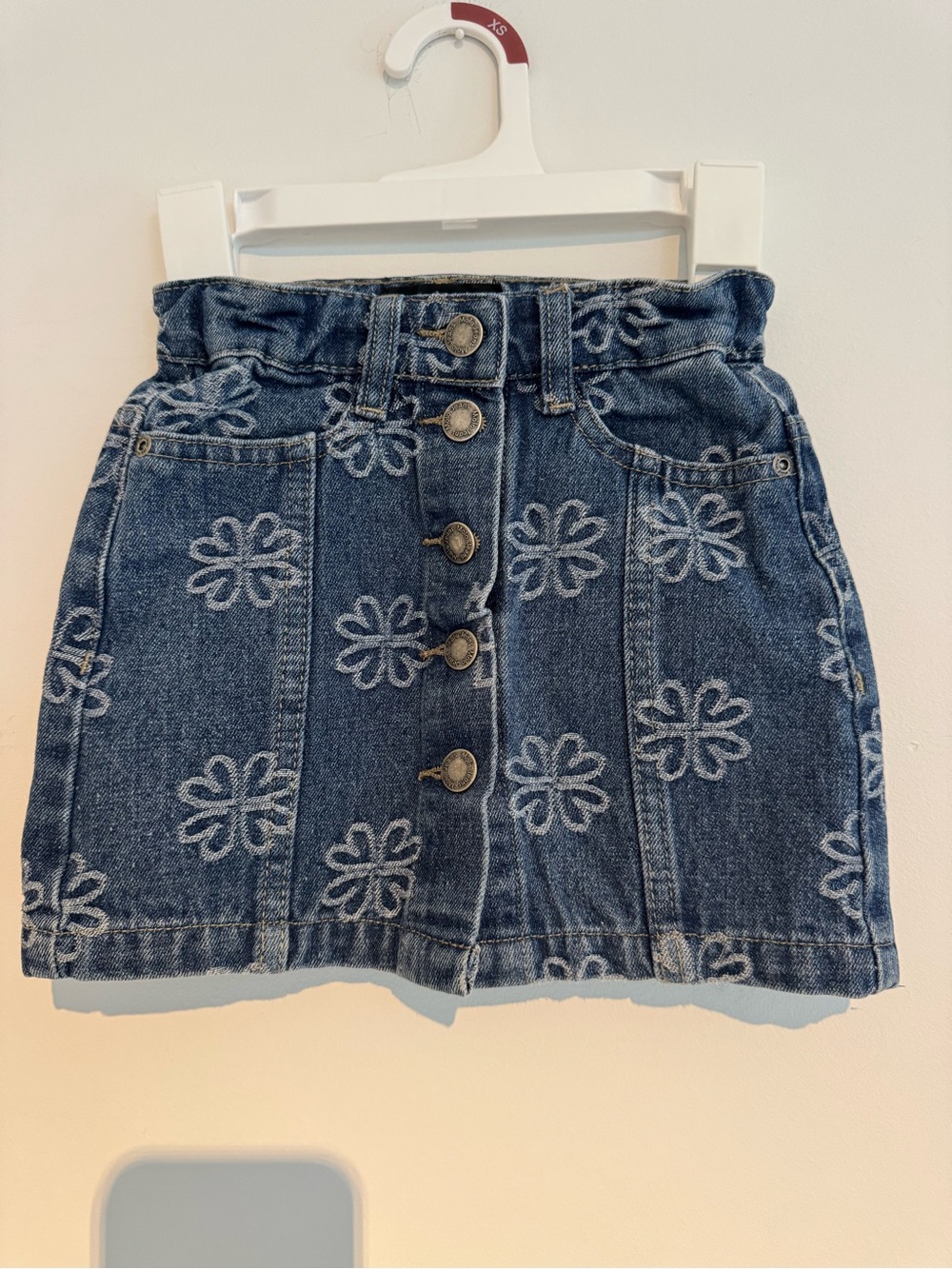 Molo Girls Denim Skirt 4Y Flower Embroidery MORE LOVE